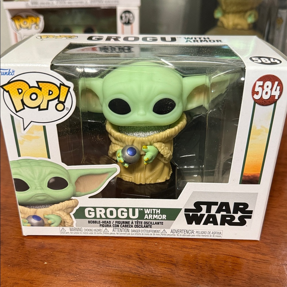 Funko Pop Grogu in Green and Tan Armor